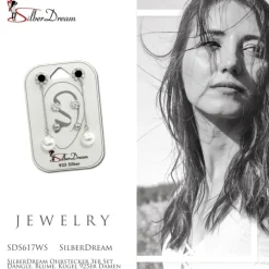 SilberDream Ohrstecker 3er Set Dangle, Blume, Kugel 925er Damen Ohrring SDS617WS