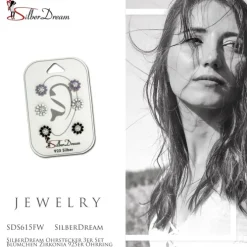 SilberDream Ohrstecker 3er Set Blümchen Zirkonia 925er Ohrring SDS615FW