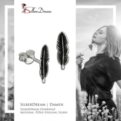 SilberDream Ohrstecker Feder 925 Sterling Silber Ohrring SDO8207J