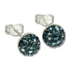 SilberDream Ohrstecker Halbkugel blau 925er Glitzer Kristalle GSO217B