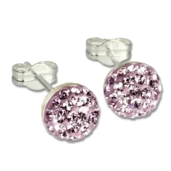 SilberDream Ohrstecker Halbkugel flieder Glitzer Kristalle GSO217F