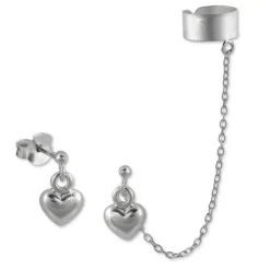 SilberDream Ohrstecker Herz mit einem Helix Ohr Clip 925 Silber SDO8871
