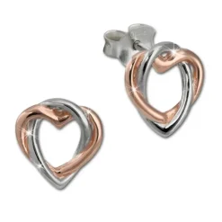 SilberDream Ohrstecker Herz rose vergoldet 925 Silber Damen Ohrringe SDO452E