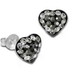 SilberDream Ohrstecker Herz Zirkonia grau 925 Silber Ohrringe SDO8024K