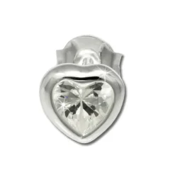 SilberDream Ohrstecker Herz mit Zirkonia weiß Silber Ohrringe SDO792W