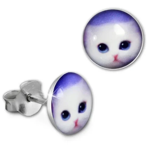 SilberDream Ohrstecker Logo Print Katze Kinder Damen Ohrring 925 Silber SDO85131