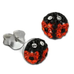 SilberDream Ohrstecker Marienkäfer orange 925er Glitzer Kristalle GSO604O