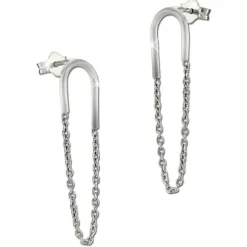 SilberDream Ohrstecker Ohrhänger Oval glänzend 925 Silber SDO6713J