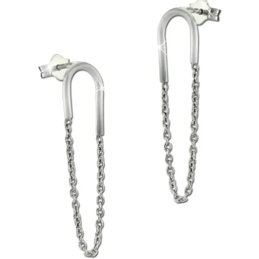 SilberDream Ohrstecker Ohrhänger Oval glänzend 925 Silber SDO6713J