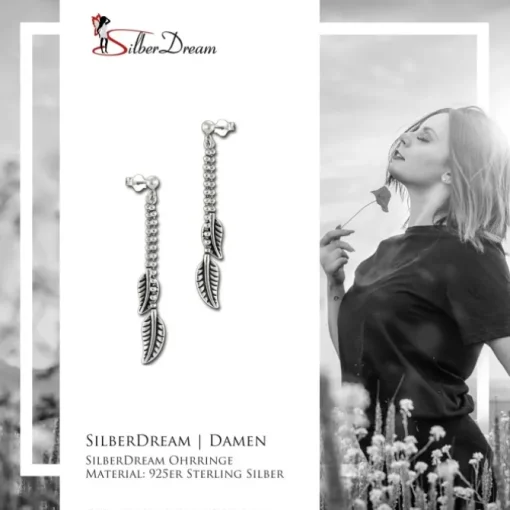 SilberDream Ohrstecker Ohrhänger Blätter glänzend 925 Sterling Silber SDO6708J