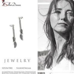 SilberDream Ohrstecker Ohrhänger Blätter glänzend 925 Sterling Silber SDO6708J