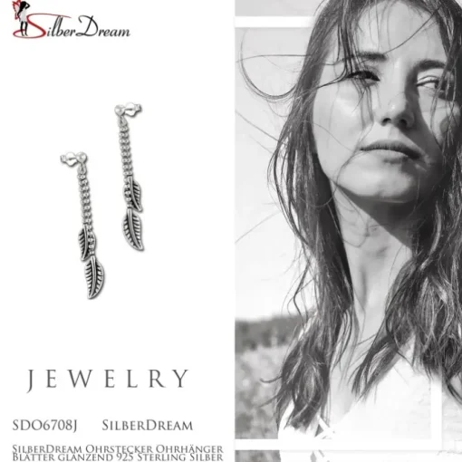 SilberDream Ohrstecker Ohrhänger Blätter glänzend 925 Sterling Silber SDO6708J