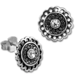 SilberDream Ohrstecker Ornament Zirkonia weiß 925er Silber Damen SDO8517W