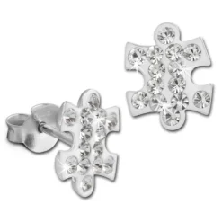 SilberDream Ohrstecker Puzzle Zirkonia weiß 925er Silber Ohrring SDO8033W
