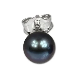 SilberDream Ohrstecker Süßwasser Perle schwarz 6mm 925 Silber SDO106S