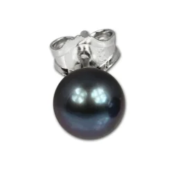 SilberDream Ohrstecker Süßwasser Perle 5mm schwarz 925 Silber SDO105S