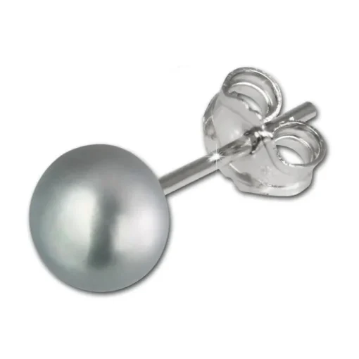 SilberDream Ohrstecker Süßwasser Perle 5mm grau 925er Silber SDO105K