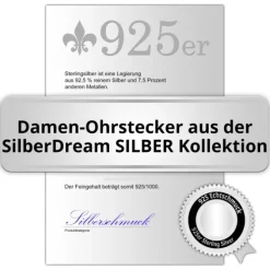 SilberDream Ohrstecker Süßwasser Perle weiß 8mm 925 Silber SDO108W
