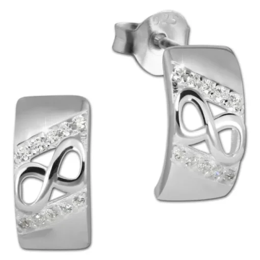 SilberDream Ohrstecker Unendlich Zirkonia weiß 925 Silber Damen Ohrring SDO4272W