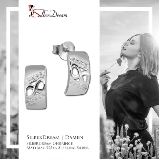 SilberDream Ohrstecker Unendlich Zirkonia weiß 925 Silber Damen Ohrring SDO4272W