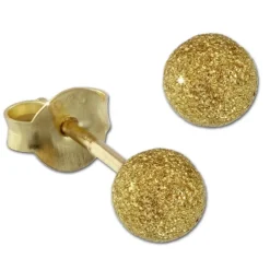 SilberDream Ohrstecker vergoldet Kugel 4mm diamantiert 925er Ohrring SDO9514Y