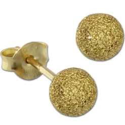 SilberDream Ohrstecker vergoldet Kugel 5mm diamantiert 925er Ohrring SDO9515Y