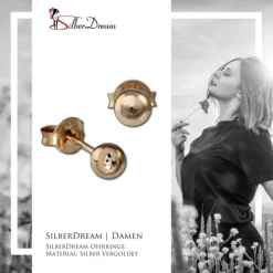 SilberDream Ohrstecker vergoldet Kugel rosegold 925er Ohrring SDO9504E