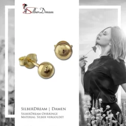 SilberDream Ohrstecker vergoldet Kugel glänzend 925er Ohrring SDO9505Y