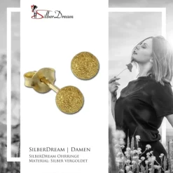 SilberDream Ohrstecker vergoldet Kugel 4mm diamantiert 925er Ohrring SDO9514Y