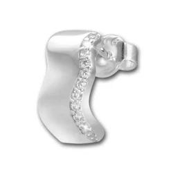 SilberDream Ohrstecker Welle Zirkonia weiß 925 Silber Damen Ohrring SDO4275W
