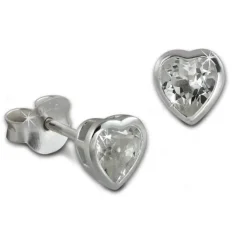SilberDream Ohrstecker Zirkonia Herz 7mm weiß 925 Silber SDO8507W