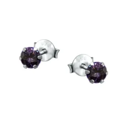 SilberDream Ohrstecker Zirkonia lila 925 Silber Ohrring SDO8503V