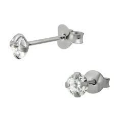 SilberDream Ohrstecker Zirkonia weiß 4mm Silber 925 Ohrring SDO8504W
