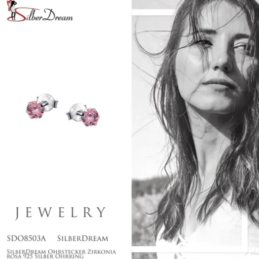 SilberDream Ohrstecker Zirkonia rosa 925 Silber Ohrring SDO8503A