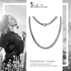 SilberDream Panzer Kette facettiert 925 Sterling Silber Unisex 50cm SDK26950J