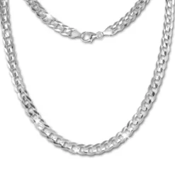 SilberDream Panzerkette facettiert 925 Silber Halskette 45cm Kette SDK28445J