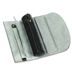 SilberDream Reiseschmuckbox Croco Echtleder schwarz Schmuckbox dreieckig LB173S