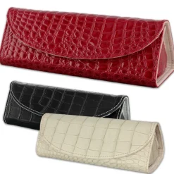 SilberDream Reiseschmuckbox Croco Echtleder schwarz Schmuckbox dreieckig LB173S