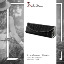 SilberDream Reiseschmuckbox Croco Echtleder schwarz Schmuckbox dreieckig LB173S