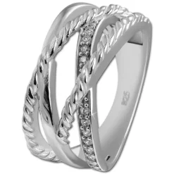 SilberDream Ring Bandring gedreht Zirkonia weiß Gr.58 aus 925er Silber SDR411W58