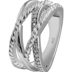 SilberDream Ring Bandring gedreht Zirkonia weiß Gr.62 aus 925er Silber SDR411W62