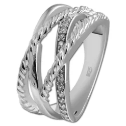 SilberDream Ring Bandring gedreht Zirkonia weiß Gr.54 aus 925er Silber SDR411W54