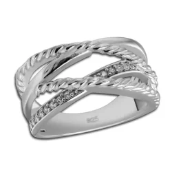 SilberDream Ring Bandring gedreht Zirkonia weiß Gr.58 aus 925er Silber SDR411W58