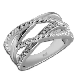 SilberDream Ring Bandring gedreht Zirkonia weiß Gr.62 aus 925er Silber SDR411W62