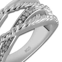 SilberDream Ring Bandring gedreht Zirkonia weiß Gr.62 aus 925er Silber SDR411W62
