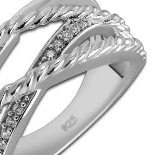 SilberDream Ring Bandring gedreht Zirkonia weiß Gr.62 aus 925er Silber SDR411W62