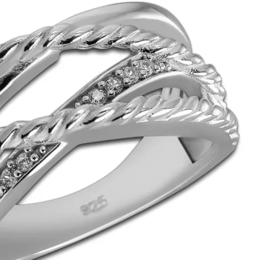 SilberDream Ring Bandring gedreht Zirkonia weiß Gr.54 aus 925er Silber SDR411W54