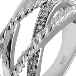 SilberDream Ring Bandring gedreht Zirkonia weiß Gr.62 aus 925er Silber SDR411W62