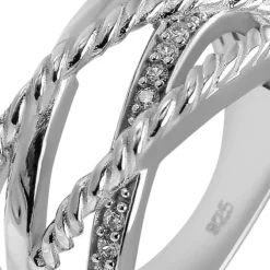 SilberDream Ring Bandring gedreht Zirkonia weiß Gr.54 aus 925er Silber SDR411W54