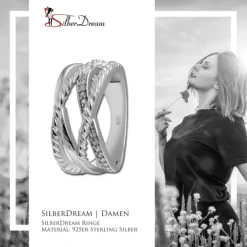 SilberDream Ring Bandring gedreht Zirkonia weiß Gr.62 aus 925er Silber SDR411W62